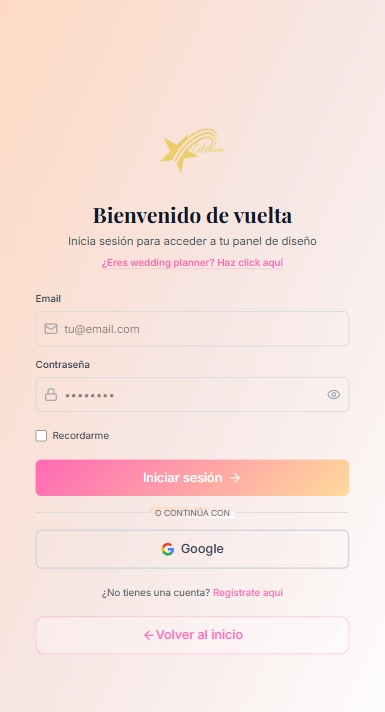 Pantalla de inicio de sesión